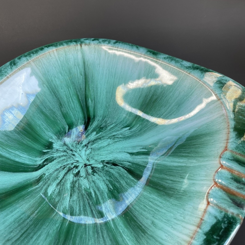 Vintage Blue Mountain Pottery Ashtray Drip Glaze Ornament BMP Canada Green Large - Picture 4 of 8